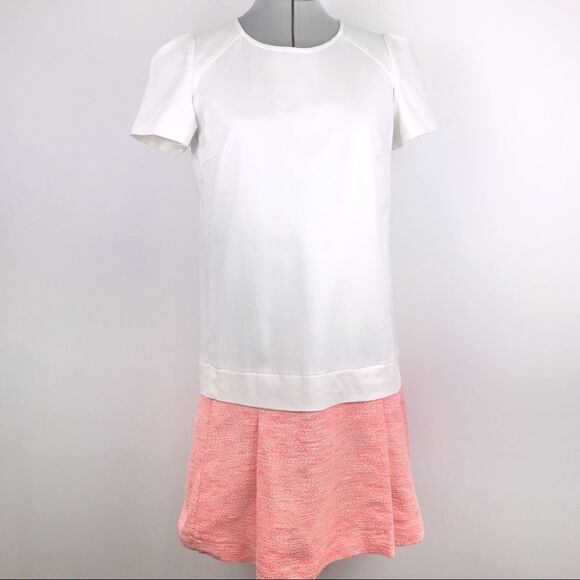 Comptoir Des Cotonniers Cream Drop Waist Dress with Neon Tweed Skirt - Picture 1 of 14